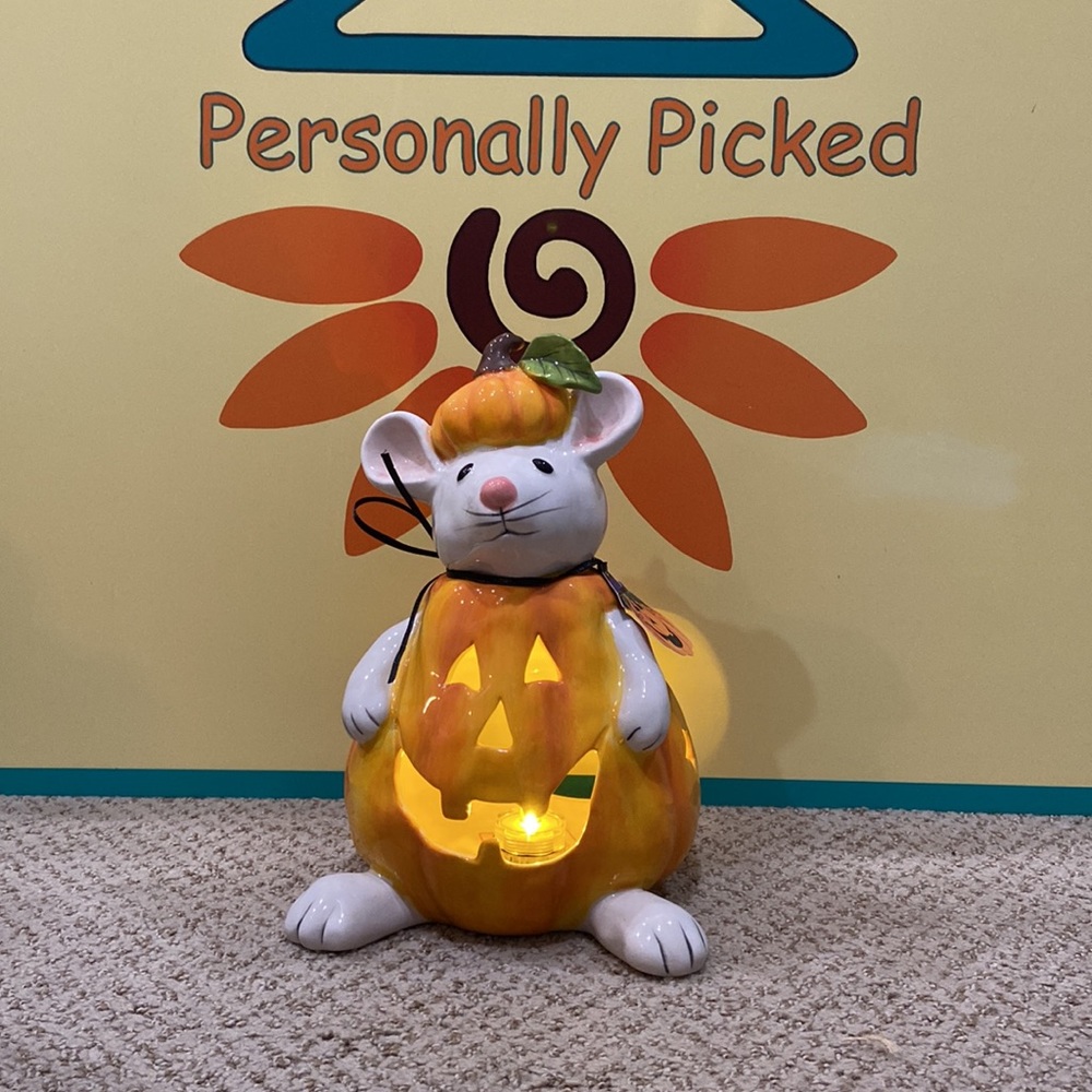 Blue Sky Clayworks “MOUSE PUMPKIN COSTUME” Tealight Holder - Picture 6 of 9